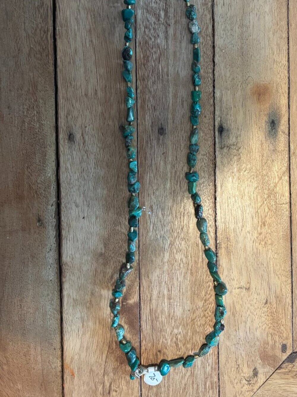 Chunky Turquoise-Look Nugget Necklace - 34in Long Layer - Mixed Tones
